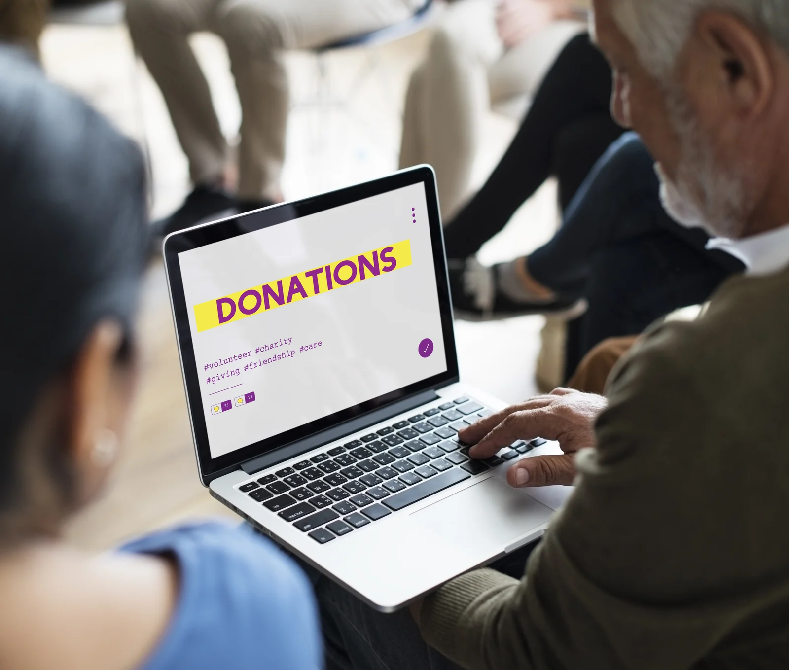 Supporter making an online donation on a laptop